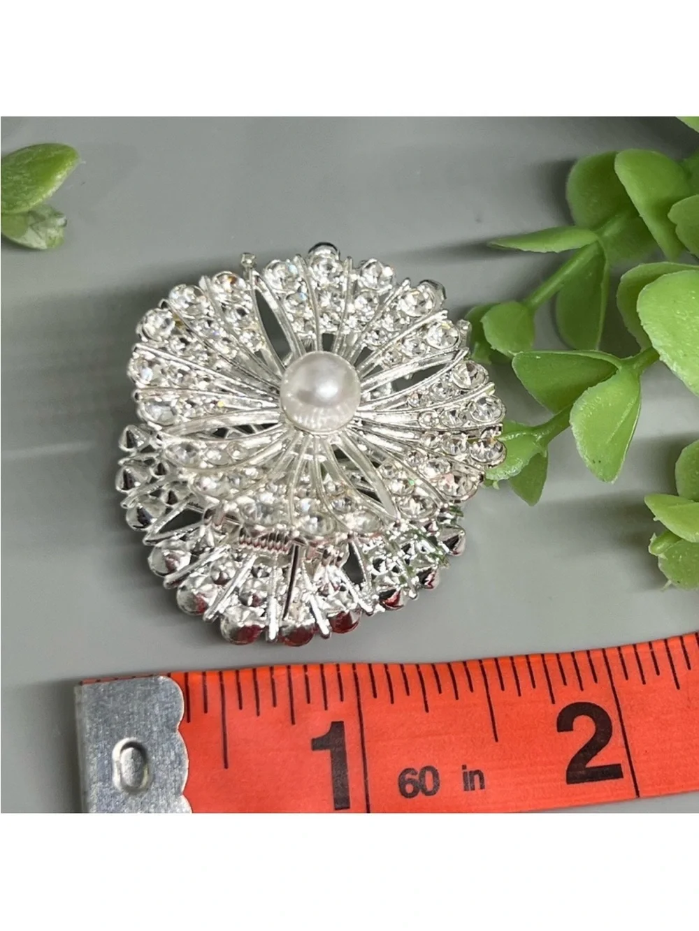Crystal & Pearl Silver-Tone Floral Hair Clip FINAL PRICE DROP